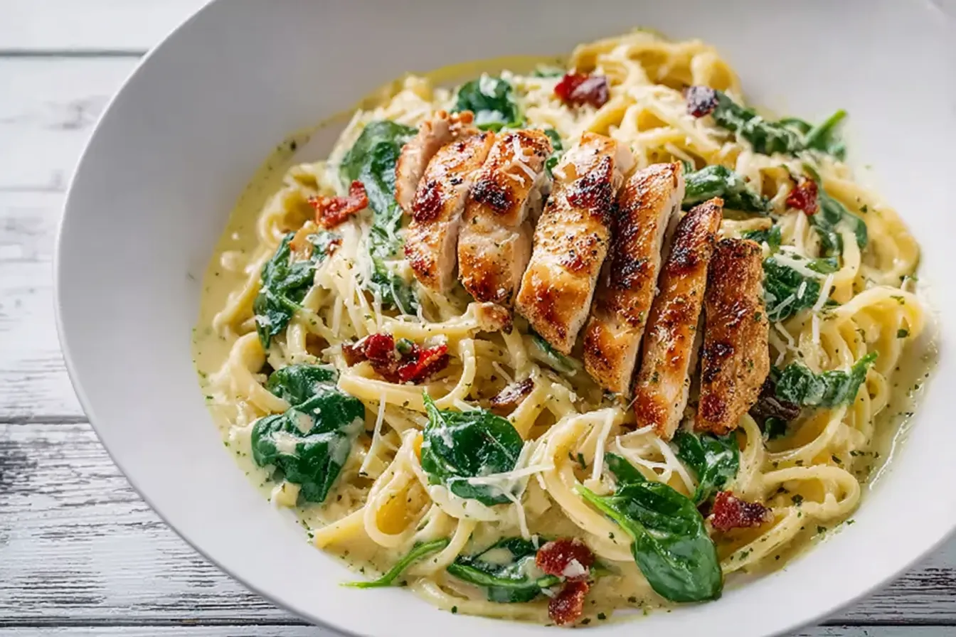 Simple Creamy Chicken Pesto Pasta with Spinach - Tasty Dish