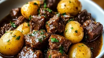 Delicious Slow Cooker Garlic Butter Beef Bites & Potatoes