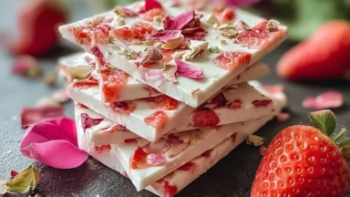 Spring Desserts: Strawberry Cream Yogurt Bark Delight