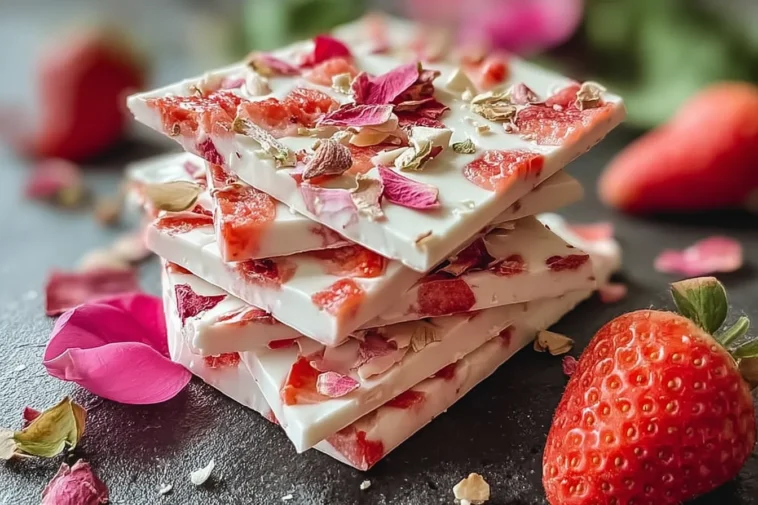 Spring Desserts: Strawberry Cream Yogurt Bark Delight