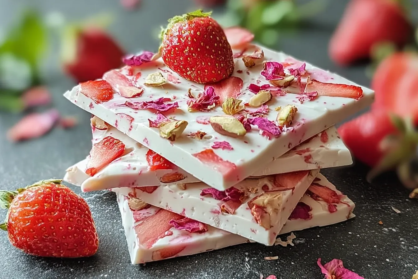 Spring Desserts: Strawberry Cream Yogurt Bark in 5 Ingredients 