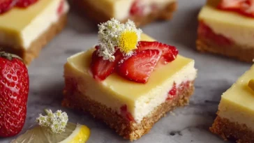 Springtime Strawberry Lemon Cheesecake Bars