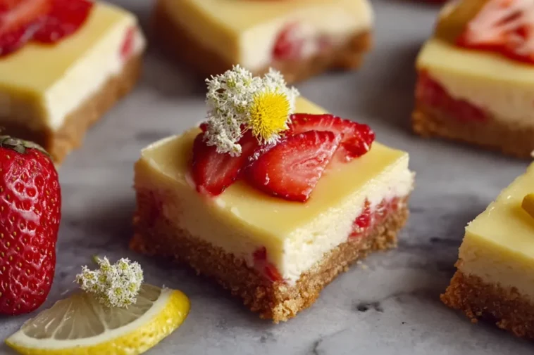Springtime Strawberry Lemon Cheesecake Bars
