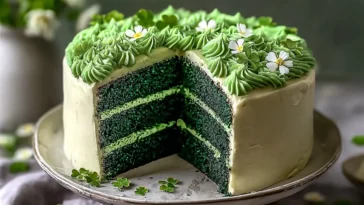 St. Patrick's Day Green Velvet Cake Slice