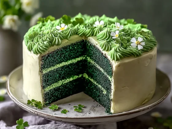St. Patrick's Day Green Velvet Cake Slice