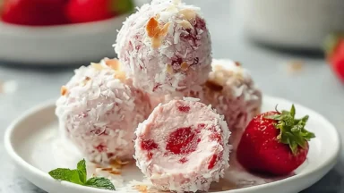 Delicious Strawberry Cheesecake Protein Balls Ready to Enjoy