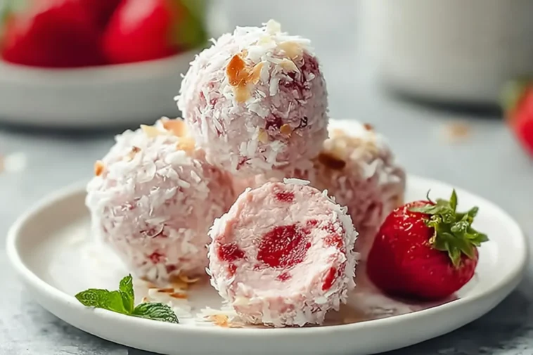 Delicious Strawberry Cheesecake Protein Balls Ready to Enjoy