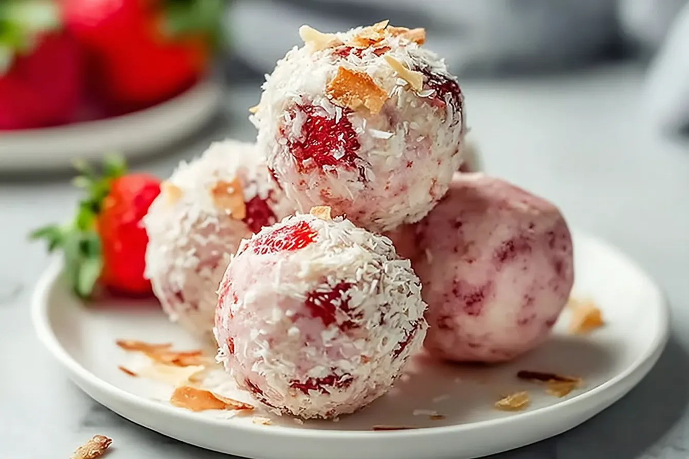 Strawberry Cheesecake Protein Balls 