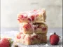 Delicious Strawberry Lemon Blondies on a White Plate