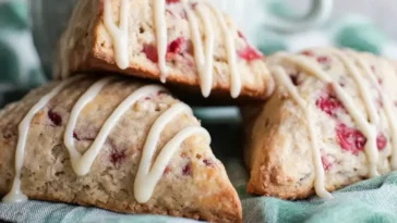 Fresh Strawberry Scones on a Rustic Plate