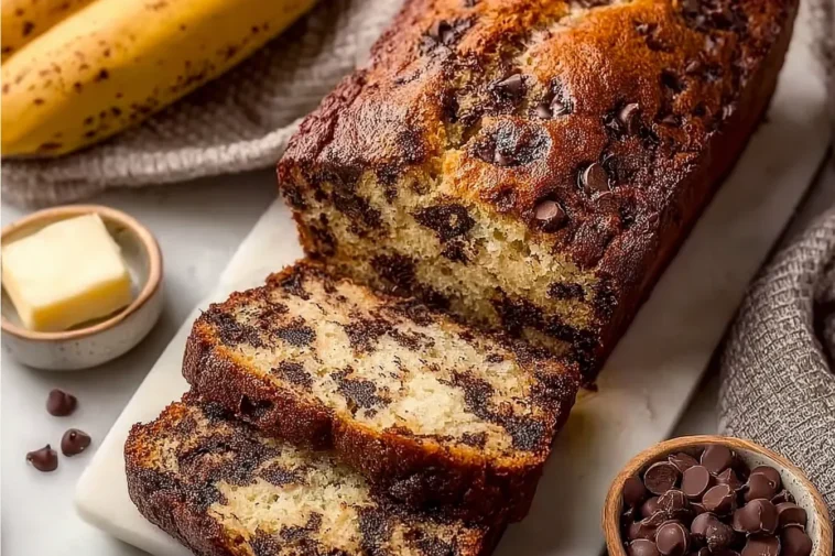 Sweet Chocolate Chip Banana Bread Slices
