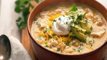 Tasty Keto White Chicken Chili in a Bowl