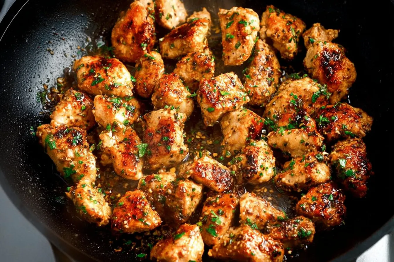 15-Minute Garlic Butter Chicken Bites: Delightful One-Pan Dish 3 Garlic Butter Chicken Bites - 15-Minute One-Pan Recipe