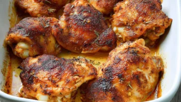 Baked Boneless Chicken Thighs Served on a Plate