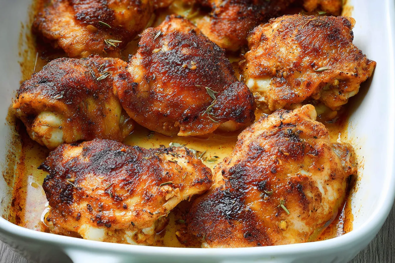 Baked Boneless Chicken Thighs Served on a Plate