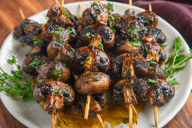 Balsamic Garlic Grilled Mushroom Skewers That Delight Your Tastebuds 3 Balsamic Garlic Grilled Mushroom Skewers Ready to Grill