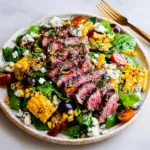 Balsamic Steak Gorgonzola Salad with Grilled Corn Deliciousness