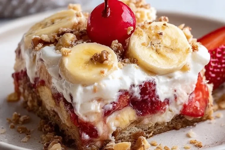 Delicious Banana Split Dump Cake