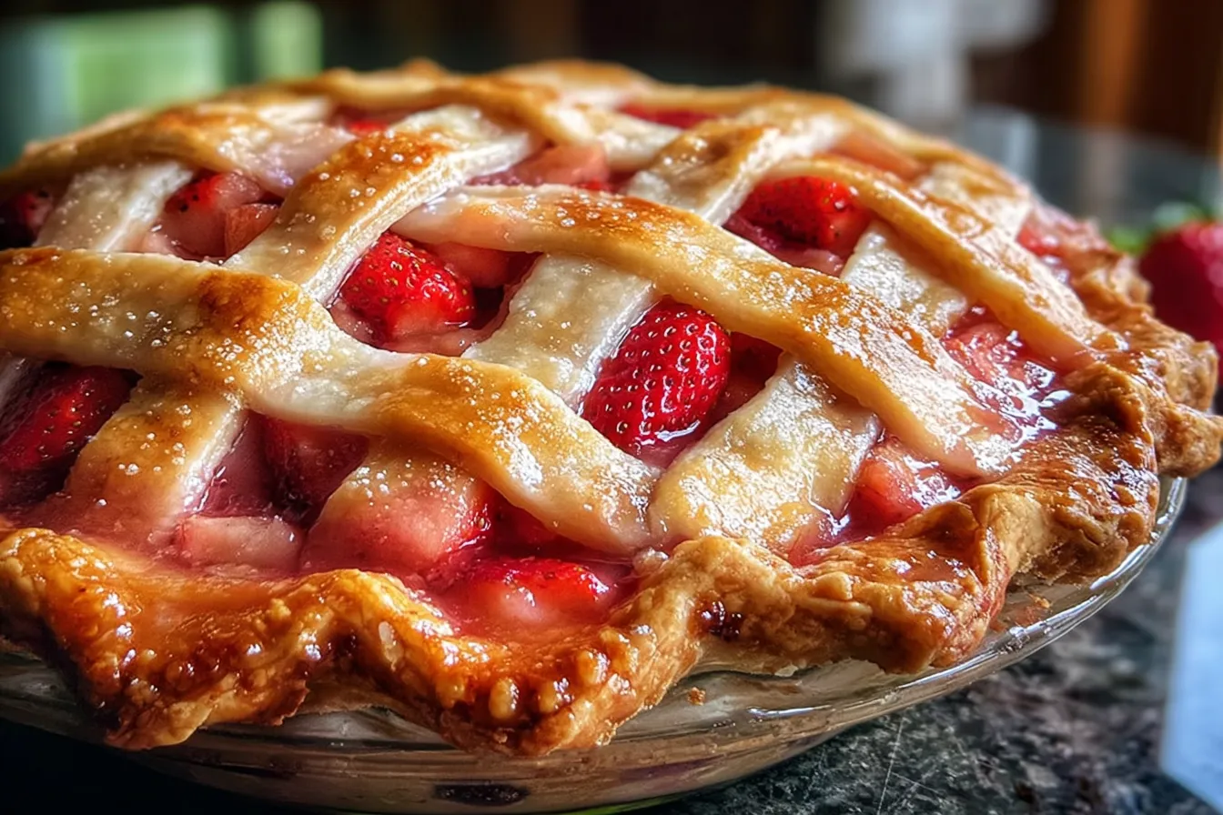 Best Strawberry Rhubarb Pie Recipe – Flaky Crust!