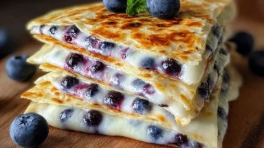 Blueberry Cheese Quesadilla Close-Up