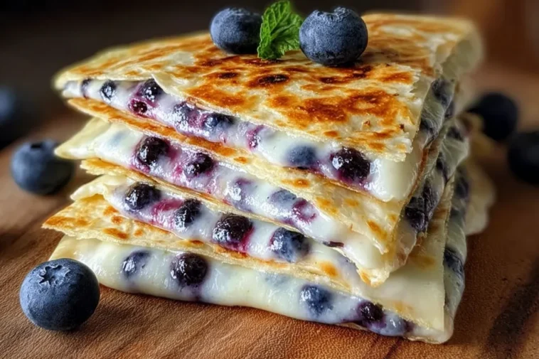 Blueberry Cheese Quesadilla Close-Up