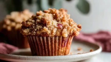 Buttery Apple Rhubarb Crumble Muffins Freshly Baked