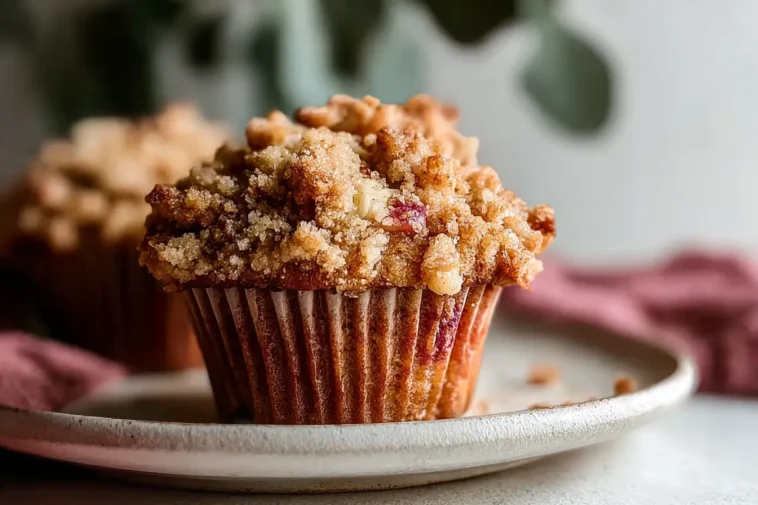 Buttery Apple Rhubarb Crumble Muffins Freshly Baked