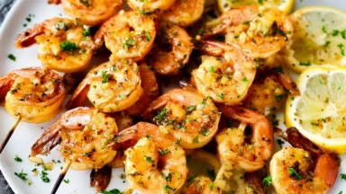 Cajun Garlic Butter Grilled Shrimp Skewers on the Grill