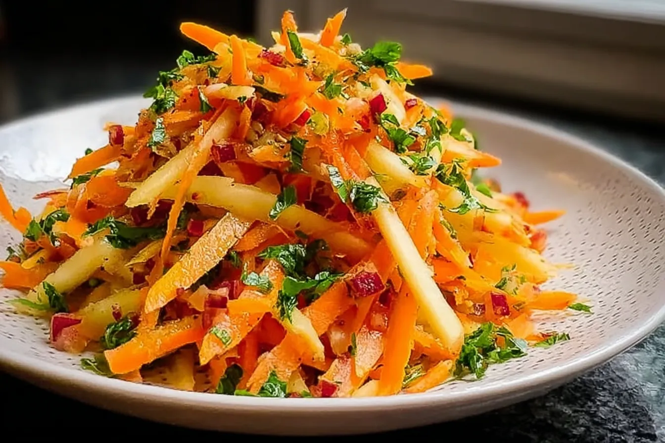 Carrot Apple Salad: Refreshing and Deliciously Healthy Treat 3 Vibrant Carrot Apple Salad Ready to Serve