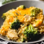 Cheesy Broccoli Chicken and Rice Casserole Freshly Baked