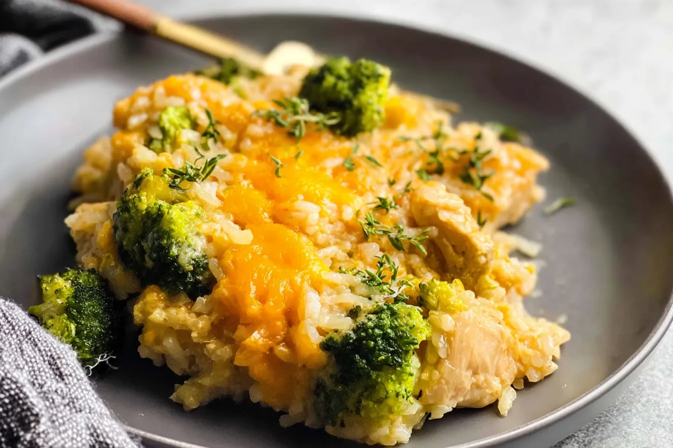 Cheesy Broccoli Chicken and Rice Casserole