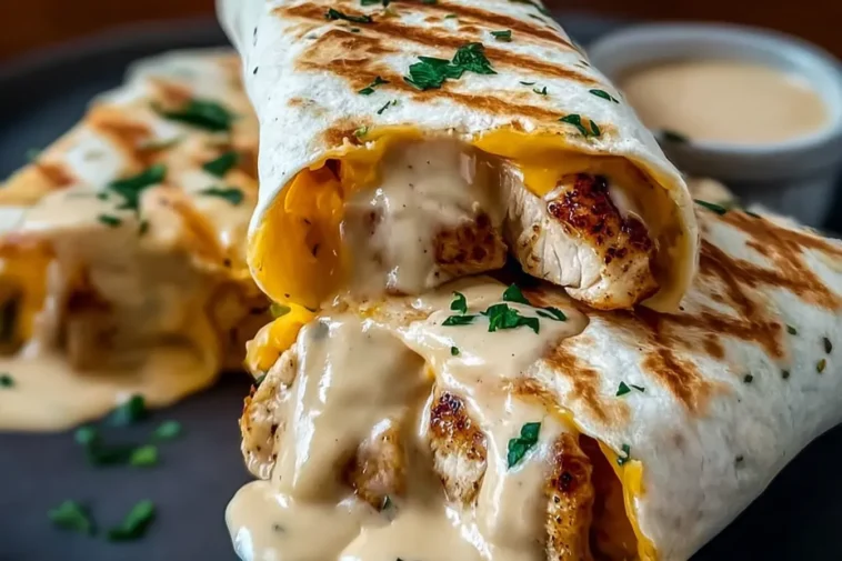 Cheesy Garlic Chicken Wraps Ready to Serve