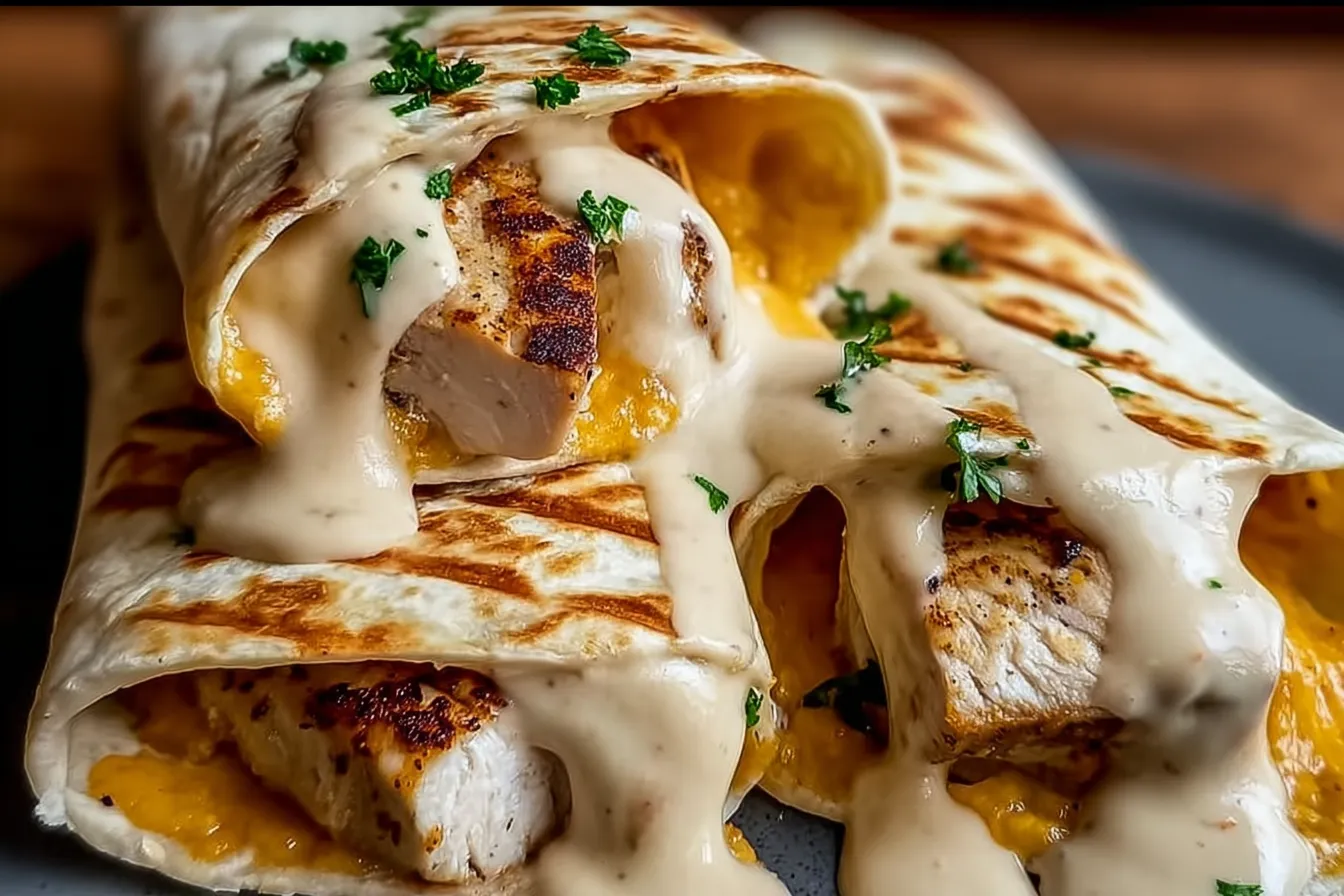 Cheesy Garlic Chicken Wraps 