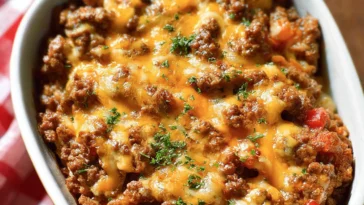 Delicious Cheesy Ground Beef and Potatoes Ready to Serve