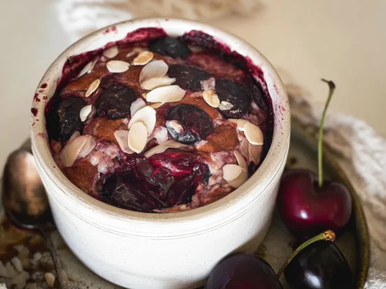 Delicious Cherry Bakewell Baked Oats for One
