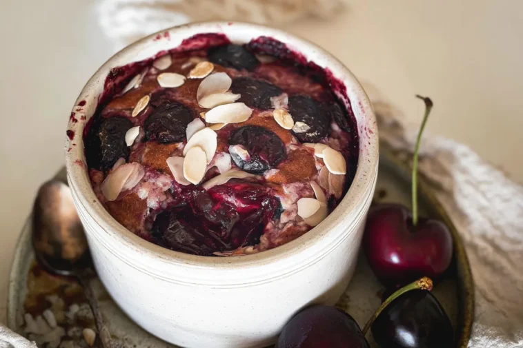 Delicious Cherry Bakewell Baked Oats for One