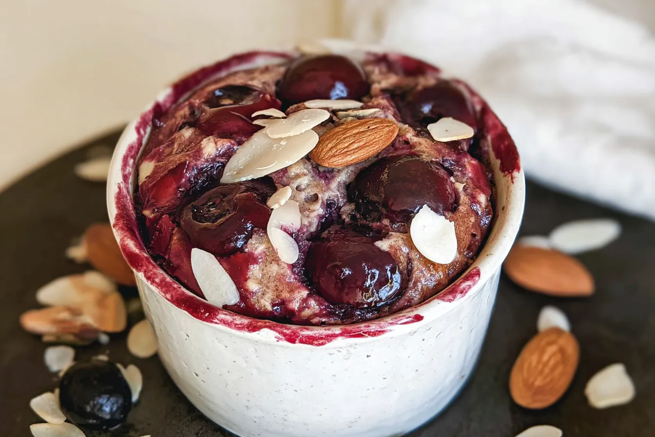 Cherry Bakewell Baked Oats for One