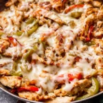 Delicious Chicken Cheesesteak Skillet in a Cast Iron Pan