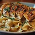 Delicious Chicken with Buttered Noodles on a Plate