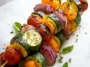 Colorful Grilled Veggie Skewers on a Rustic Grill