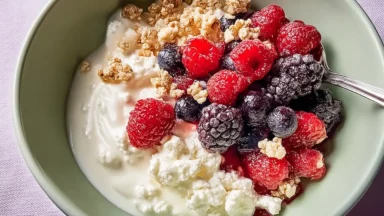 Cottage Cheese–Berry Bowl Close-Up: Healthy Breakfast Bliss