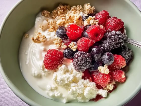 Cottage Cheese–Berry Bowl Close-Up: Healthy Breakfast Bliss