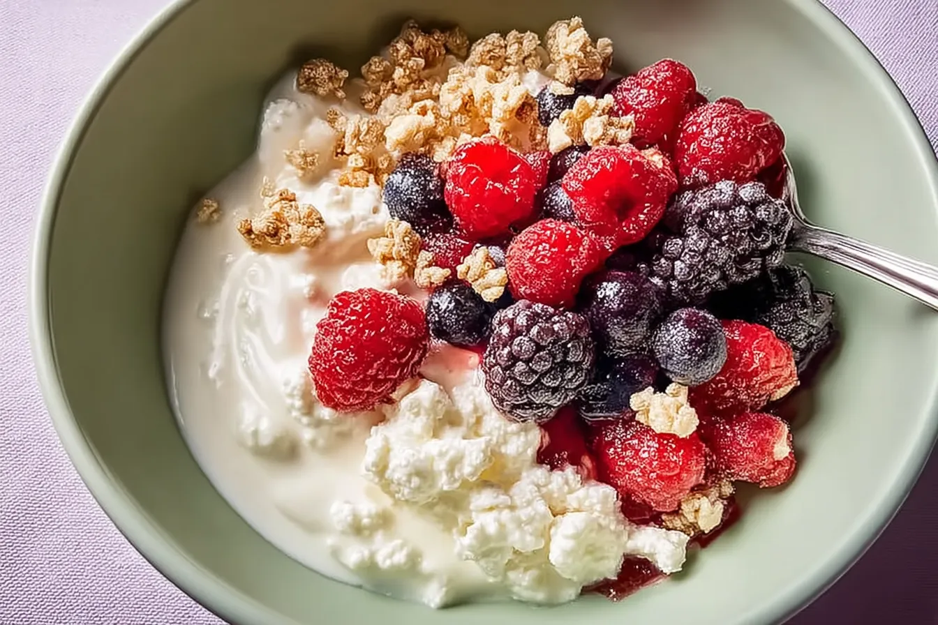 Cottage Cheese–Berry Bowl Close-Up: Healthy Breakfast Bliss