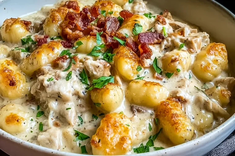 Creamy Crack Chicken Gnocchi Served in a Bowl