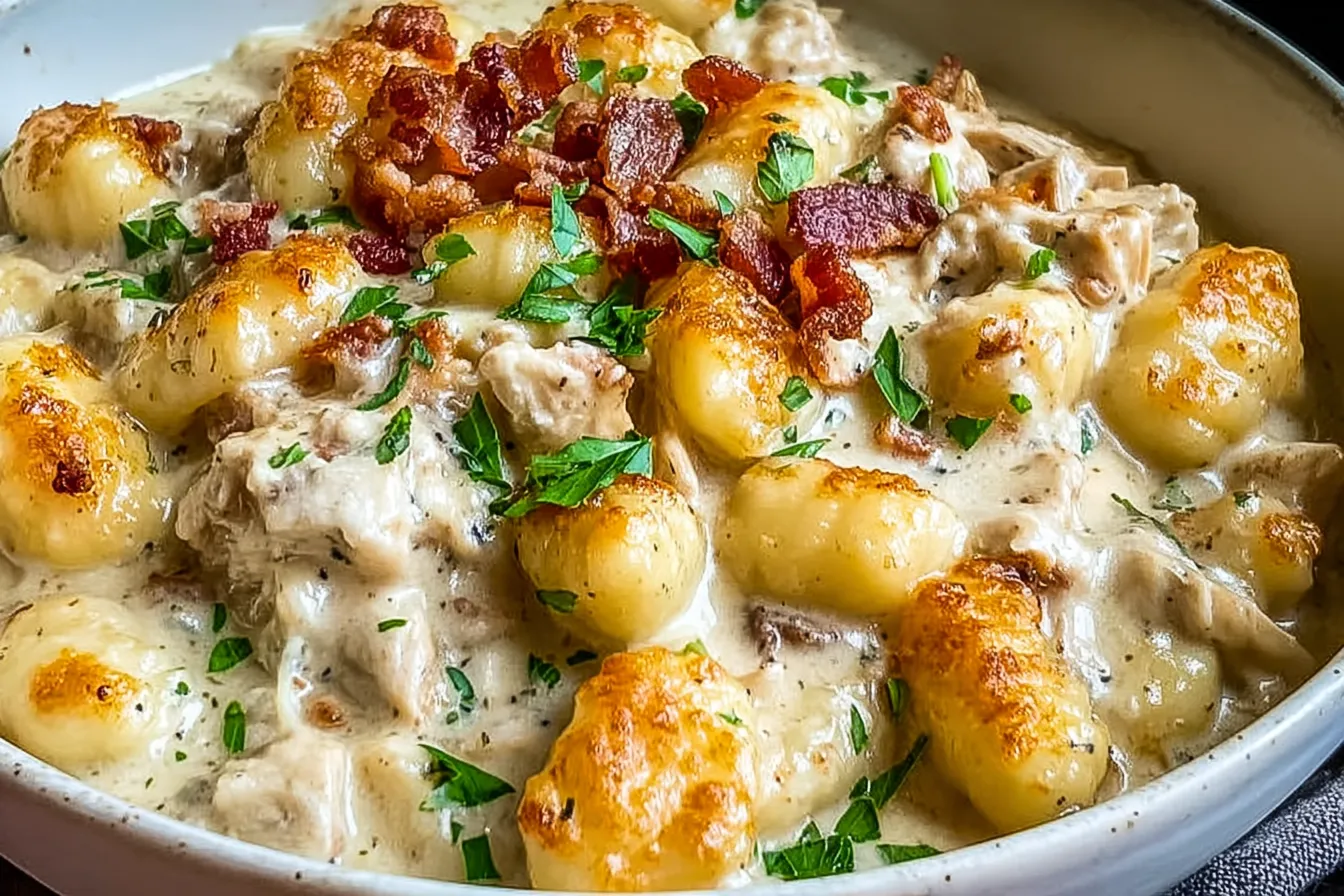 Creamy Crack Chicken Gnocchi: Comfort Food Delight Awaits 3 Creamy Crack Chicken Gnocchi Served in a Bowl