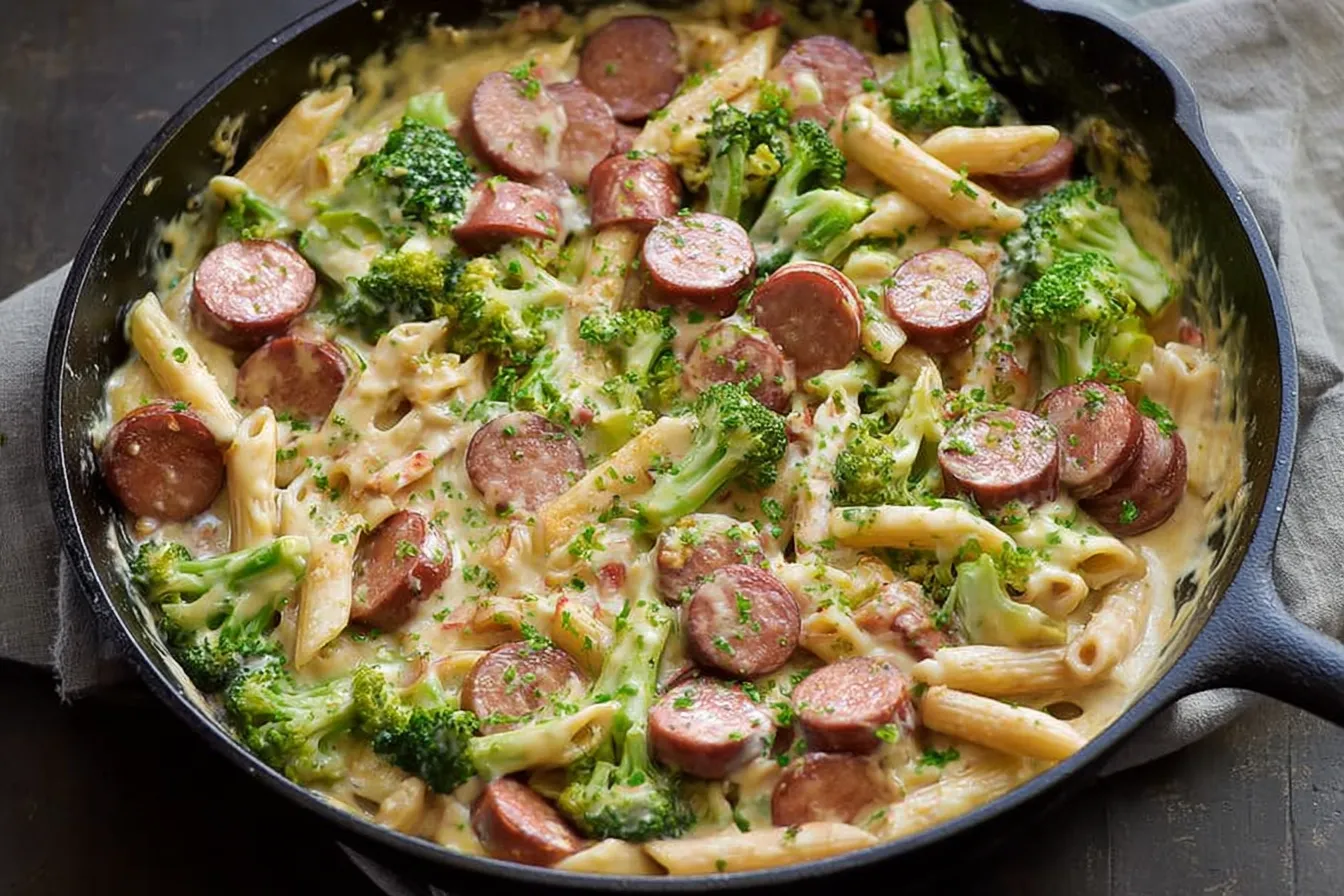 Creamy Kielbasa Broccoli Skillet
