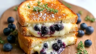 Crispy Blueberry Grilled Cheese on a Plate