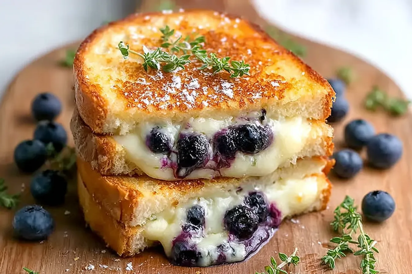 Crispy Blueberry Grilled Cheese on a Plate