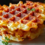 Crispy Waffle Iron Hashbrowns Served with Dipping Sauce