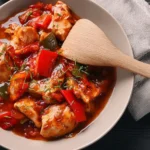 Delicious Crock Pot Chicken Cacciatore on a Plate